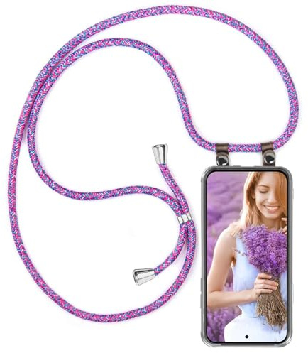 moex Handykette für Redmi Note 15 Pro 5G Hülle mit Band abnehmbar, Handyhülle mit Kette zum Umhängen, Handyband 155 cm lang Stoff Kordel Umhängehülle, Handy Umhängeband, Lila Pink