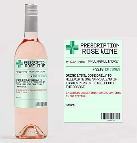forefrontdesigns Personalised Novelty Prescription Rose Wine Bottle Label - Funny Prescription Bottle Label for Alcohol - Spoof Prescription Wine Stickers for Bottles, Secret Santa,Joke Gifts