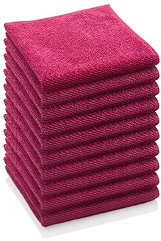 E-Cloth General Purpose Microfibre Cloth, Multipurpose Cleaning Cloth for Household Surfaces, Washable and Reusable, 100 Wash Promise, Red, 10 Pack