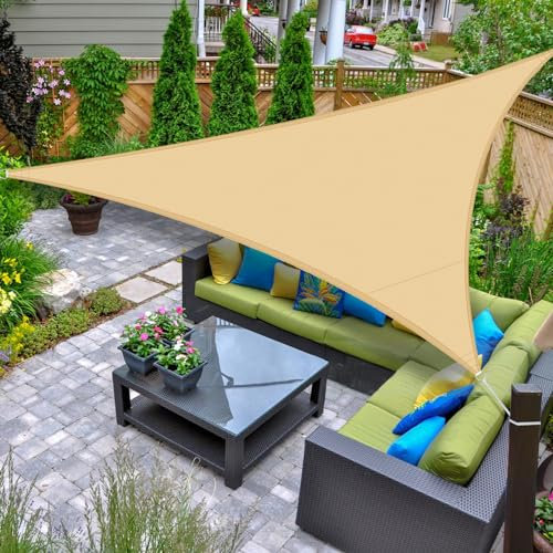 AXT SHADE Vela Ombreggiante Impermeabile Triangolare 3x3x3m Tenda a Vela Parasole e Protezione Raggi UV per Esterno Terrazza Giardino-Sabbia