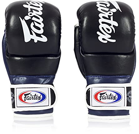 Fairtex FGV18 Super Sparring Grappling - Guantes de Artes Marciales Mixtas, S, Negro/Azul