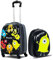 GOPLUS Kinderkoffer mit Rucksack, Kids Trolley, Kindergepäck mit Rollen, Reisekoffer mit Teleskopgriff, Hartschalenkoffer für Kinder, Kindertrolley Farbwahl (Monster, 12+16)