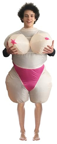 AirSuit® Aufblasbares Kostüm Nippel | Ausgefallenes Auflbaskostüm | Premium Qualität | Größe Erwachsene 160 bis 190cm | Polyester | Angenehm tragbar | Resistent | Mit Aufblassystem | OriginalCup®