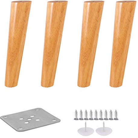 Eiche Schräge Verjüngung Möbelfüße 4er Set,Sofafüße,Schrankfuß,für Nachttisch/Arbeitsplatte/Frühstück Bar/Schreibtisch Tischbeine,Massivholz,mit Schrauben (27.6in(70cm))