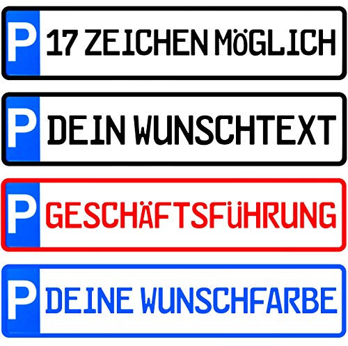 L & P Car Design Kennzeichen 1 Stück Parkplatzkennzeichen 17 Zeichen möglich Parkplatzschild individuell Wunschtext/Farbe/Bohrung/Parkplatz Kunden Besucher Privat Wunschprägung
