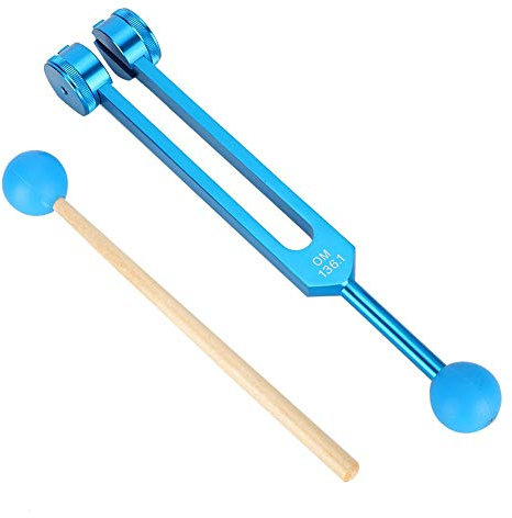 Brrnoo Stimmgabel, Yoga-Stimmgabel mit Massagehammer, 136,1 Hz, Nicht magnetisch, Aluminiumlegierung, geeignet für Yoga-Übungen und Massagen zu Hause