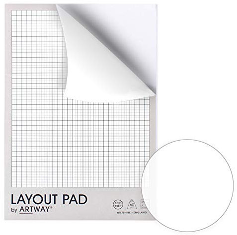 Artway - Skizzenblock mit Raster - 60 g/m² - 35 Blatt - A4, durchsichtig