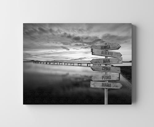 CREATIVA DIGITAL IMPRESION Y DISEÑO Cuadro Personalizado Multinombre | 6 Nombres | 70 x 50 cm | 100% a tu Gusto | Lona y Madera | Ideal para Sorprender a tu Familia | Excelente para Decorar el Salón