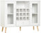 HOMCOM Küchenschrank Sideboard Küchenmöbel mit Glastüren Schublade und 12-Flaschen Weinregal für Esszimmer Küche Spanplatte Hartholz Weiß 100 x 33 x 80 cm