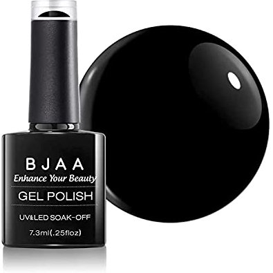 BJAA Gel Nail Polish - 1 Pcs 7.3ml UV/LED Soak-off Gel Nail Polish Manicure Pedicure for Professional, Home, Salon - Long Lasting Popular Nail Art - Chip Resistant - Easy to Apply (Black)