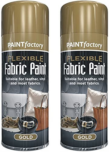 Gold Flexible Fabric Spray Paint 2 X 200ml Aerosol Can Ideal For Leather Art Vinyl Fabric & Crafts Quick Drying Spray By Paint Factory