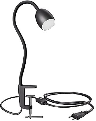 ledscom.de GU10 Klemmleuchte KLUK mit Schwanenhals, schwarz inkl. GU10, weiß, 6,74W 630lm