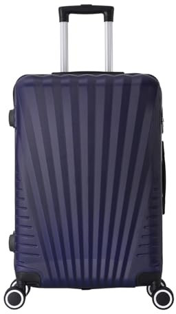 TROLLEY ADC - Valise Moyenne Soute 65x41x26 cm - Rigide, Légère 3 Kg - 65 litres - 4 Doubles Roues Silencieuses - Maniable, Pratique et Étanche - Collection Elegance - Bleu Marine