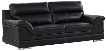 Vente-unique - 3-Sitzer-Sofa, aus BÃ Â ÂÂ Ã Â ÂÂ ffelleder, Schwarz