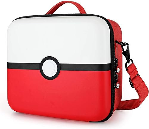 JoyHood Tasche für Switch & Switch OLED, Deluxe Harte Schutztasche für Switch Große mit 21 Spiel Kartenfächern, Tragetasche für Switch Konsolen & Zubehör (All-IN-ONE, Rot & Weiß)
