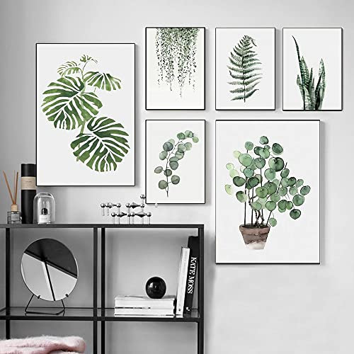 Youihom 6 Affiche Plante Verte Tableau Feuilles Tropicales Impression sur Toile Nature Poster Nordique Deco Murale Salon Bureau Maison Chambre 4x(21x30cm) et 2x(30x40cm) sans Cadres