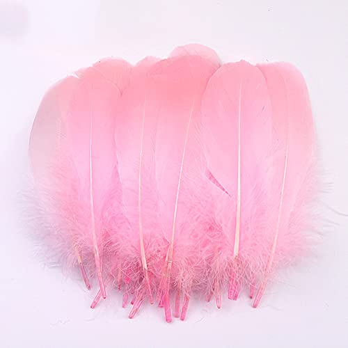 100 Stück Bunte Feder zum Basteln Naturfedern Gänsefedern Indianer Bastelfedern für DIY Kunstwerk Masken Hüte Ohrringe Haarschmucken Traumfänger Hochzeit Karneval Party Dekoration,12-18cm Rosa