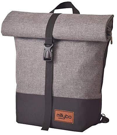 millybo HANDY Rolltop Rucksack Fahrradtasche Rucksack Backpack Gepäckträgertasche für Damen und Herren (270.001)