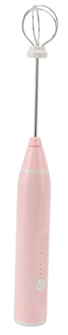 Elektrischer Mini-Stabmixer, Kabelloser Elektrischer Schneebesen mit Wiederaufladbarem USB und 2 Schneebesenköpfen für Latte, Cappuccino, Heiße Schokolade, Ei(Rosa)