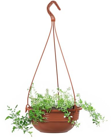 Plastard Blumenampel 32 cm Durchmesser Pflanzschale Farbe Terrakotta Kunststoff Blumenschale für Innen und Außen Deko Schale zum hängen witterungs- und frostbeständig