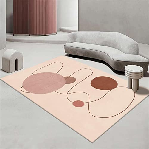 AU-SHTANG Salon contemporaine Tapis Rose pâle, Motif Simple, Tapis antibactérien Anti-acariens de Haute qualité et Anti-salissure Grand Tapis, Rose pâle, 150x210cm