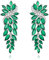 Pendientes de Mujer-Clearine Colgantes Largos de Circonita Cúbica para Novia Estilo Marquesa,Color Verde Plata-Tono