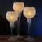 Kerzenhalter Kelch 3er Set Windlicht Glas 3 Höhen Teelichthalter in Kelchform Dekokelch Dekoglas Kerzenständer (weiß satiniert)