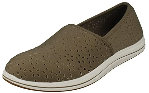 Clarks Zapatos ligeros Cloudstepper para mujer, estilo mocasín, Brinkley Emily, textil oliva, talla 8D, talla 42 de EE. UU