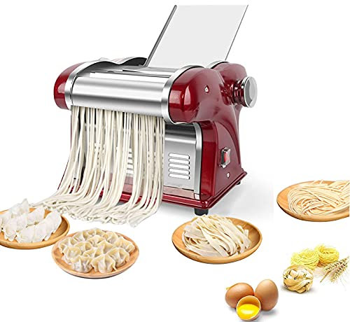 Electric Pasta Machine, Automatic Pasta Maker Machine, Stainless Steel Noodle Maker, 4 in 1 Dough Roller Noodle Cutting Machines (4 Blades)