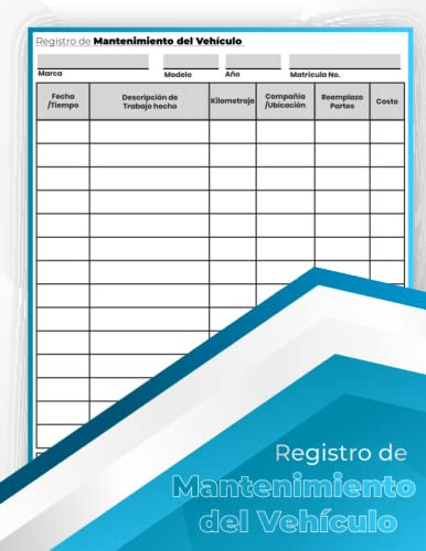 Registro De Mantenimiento De Vehículos: Perfecto Para Uso Personal O De Pequeñas Empresas. 100 Hojas (21.59 x 27.94 cm).