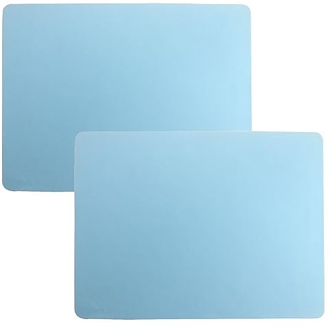 Roellgs 2 Pack Silicone placemats, Baking mat, Multipurpose Table Protector, Non-Stick and Non-Slip Heat Resistant (Light Blue)