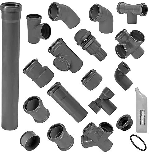HT System einfach auswählen | DN 32 40 50 70 75 100 110 125 150 160 Abwasser Rohr Bogen Muffe Abzweig Stopfen Abzweig - Bogen 45° Rohr-Außen Ø 90mm (DN90)
