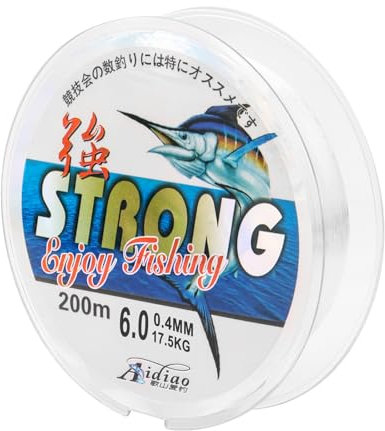 talifoca Lenza da pesca in nylon da 200 m/0,4 mm, monofilo, bobina da pesca, resistente agli strappi, forte carico in nylon, trasparente, per la pesca in mare, tendine da pesca