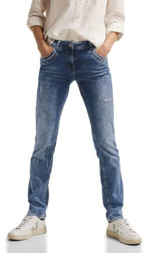 Cecil Damen Jeanshose Casual B376931 Authentic Blue Wash Blau 28W / 32L
