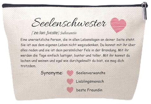 Geschenke für die Freundin - Beste Freundin, Kosmetiktasche, Schminktasche für Freundin, Kosmetiktasche klein, Dankeschön Geschenke für Mädchen, Kollegin (Seelenschwester)