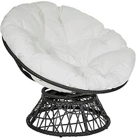 Awoyep Papasansessel Kissen, Radar Stuhl Pad, Drehsessel Stuhl Eiförmige Sitzkissen, Stuhlkissen für Terrasse Rasen Hängesessel, Gartensessel, Drehsessel, Korbsessel, Balkonstuhl (Color : White, Siz