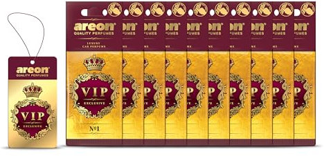 Lufterfrischer Areon VIP – Nr. 1 – aromatisierter Lufterfrischer für Auto, luxuriöses hochwertiges Parfüm (10 Stücke in Verpackung)