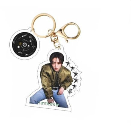 8pcs Stray Kids Social Path Porte-clés Acrylique Stray Kids MAXIDENT Porte-clés SKZ Double face Sac à dos Téléphone Pendentif Porte-clés Kpop pour Fans Enfants (LEE KNOW-5 STAR)