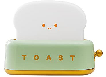 Starnearby Toaster LED Nachtlicht Kinder Kawaii Toast Lampe Baby Stilllicht Wiederaufladbare Dimmbar mit Timer Schlafzimmer Nachttischlampe für Kind Teenager Kinderzimmer Deko (Grün Toast)