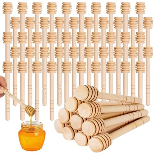 4 Inch Honey Dipper Sticks - 100PCS Wooden Honey Dipper, Mini Honeycomb Stick, Honey Stirrer Stick for Honey Jar Dispense Drizzle Honey and Wedding Party Gift