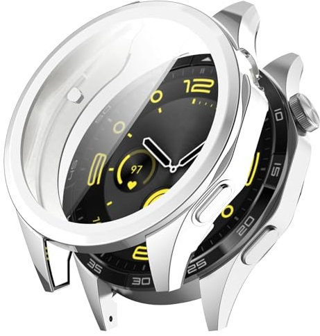 Custodia compatibile con Huawei Watch GT4 46 mm, pellicola protettiva flessibile in TPU, antigraffio, custodia protettiva per Huawei Watch GT4 da 46 mm, smartwatch (argento)