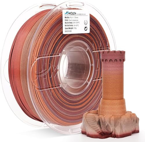 AMOLEN PLA 3D Drucker Filament, Marble PLA Filament 1.75mm, Sauber Gewickeltes Filament, Kompatibel Mit 3D FDM Druckern, Maßgenauigkeit +/- 0.02 mm, 1KG Spule(2.2Pfund)