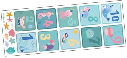HEMOTON Junge Mädchen Spielender Paster Aufkleber Selbstklebender Bodenaufkleber Spielbodenaufkleber Spielzimmer-spielaufkleber Meerestier Muster Zahlen Lernen Spielen