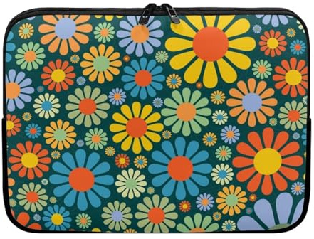 UOIMAG Housse pour ordinateur portable à fleurs hippie abstraite pour femmes - Étui pour ordinateur portable à motif floral - Sac à dos absorbant - Malette de transport - 17