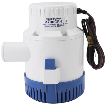 Bomba de Sentina Marina para de 3700 GPH, Bomba de Achique Automática de Prevención de Sobrecalentamiento de bajo Ruido ABS de 12 24v, para Piscinas Caravana RV (24V)