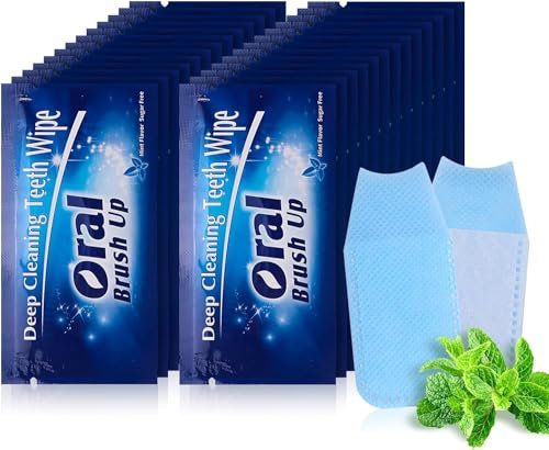 Furein Smile 100PCS Disposable Wipe Oral Finger Brush Up Teeth Cleaning Tools Teeth Whitening Strips for Oral Deep Cleaning Treatments