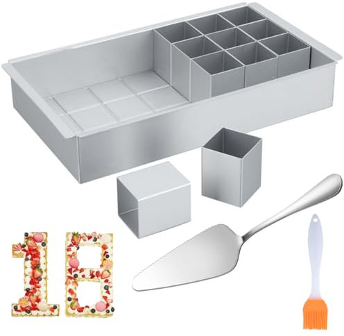 Stampo da forno con numeri grandi, con lettere e numeri, in alluminio, stampi da forno con numeri, antiaderenti, forma a numeri per cuocere, set fai da te, con pennello in silicone