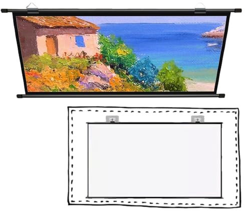 ILOOXI Pantalla de proyector para exteriores, pantalla de proyección manual desplegable de 40 pulgadas, 50 pulgadas, 60 pulgadas, 72 pulgadas, 4:3 16:9, montaje en pared 4K 3D HD, pantalla de cine en