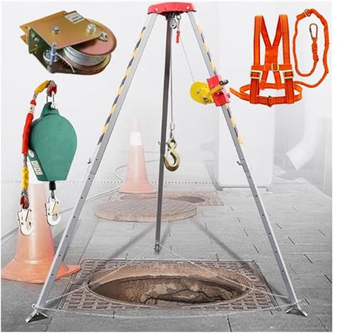 Schachtrettungsstativ, Stativ-Set für beengte Räume, mit 1200 lbs 1800 2600 lbs Winden-Absturzsicherung, Hochleistungs-Rettungsstativsystem aus Aluminium für Brunnen, Abwassertunnel, vertikaler Eins