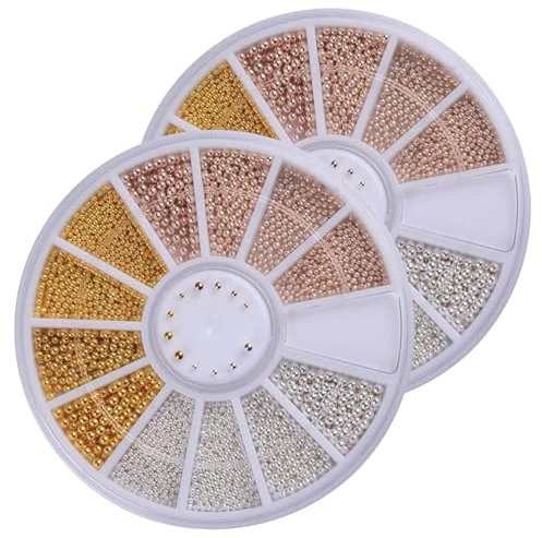 2 Boxes 3D Nail Art Decorations Nails Art Mini Steel Ball Disc Resin Drill Nail Beads Nails Beauty Decorations Accessory Tool for Nail Decoration